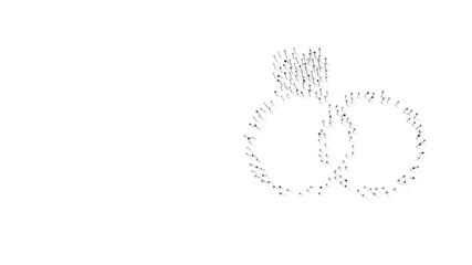 3d rendering of nails in shape of symbol of proposal rings with shadows isolated on white background