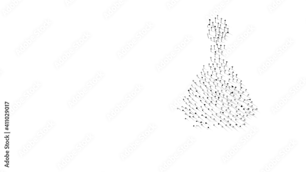 Poster 3d rendering of nails in shape of symbol of perfume bottle glass with shadows isolated on white back