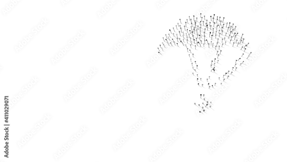 Aufkleber 3d rendering of nails in shape of symbol of parachute help with shadows isolated on white background