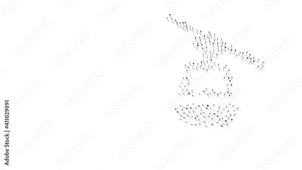 Poster 3d rendering of nails in shape of symbol of overhead cable car with shadows isolated on white backgr