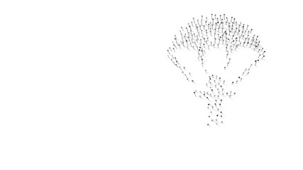 3d rendering of nails in shape of symbol of parachute with shadows isolated on white background