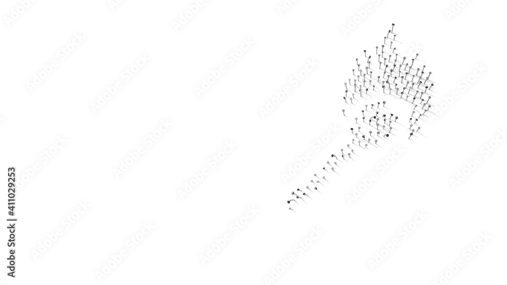 Aufkleber 3d rendering of nails in shape of symbol of matches with shadows isolated on white background