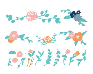 手書きの装飾草木と花　Handwritten decorative vegetation and flowers