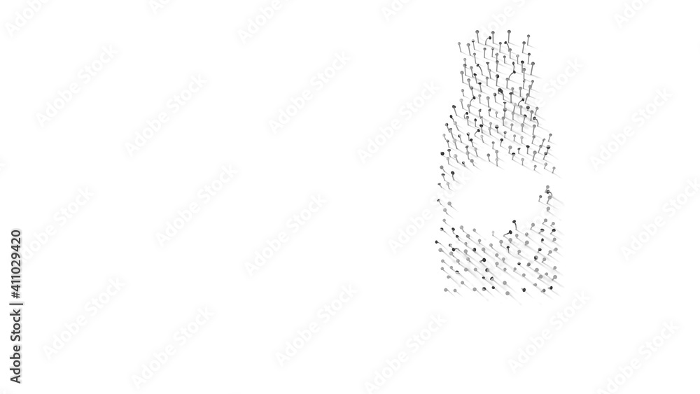 Aufkleber 3d rendering of nails in shape of symbol of ketchup with shadows isolated on white background