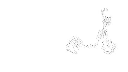 3d rendering of nails in shape of symbol of kick scooter with shadows isolated on white background