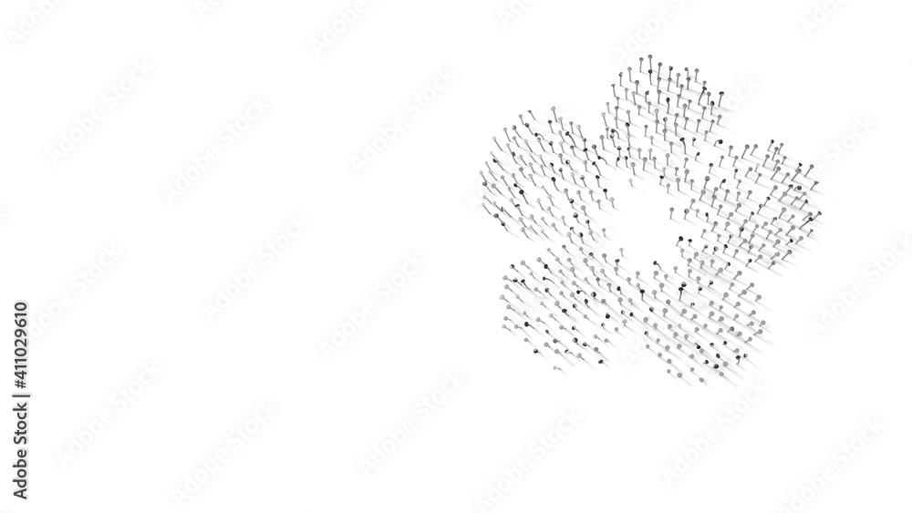 Poster 3d rendering of nails in shape of symbol of cherry blossom with shadows isolated on white background