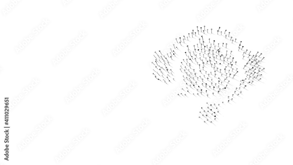 Poster 3d rendering of nails in shape of symbol of home office live chat with shadows isolated on white bac