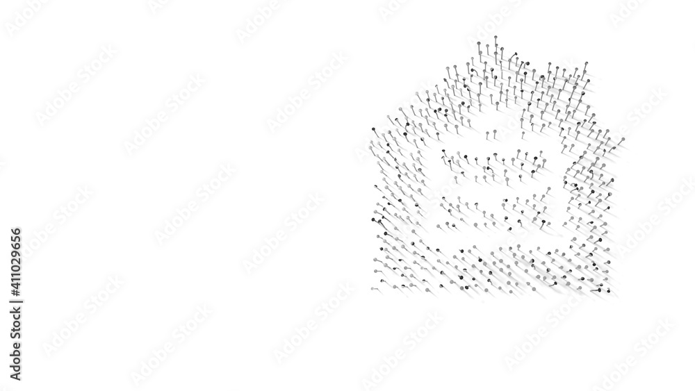 Aufkleber 3d rendering of nails in shape of symbol of home office with shadows isolated on white background