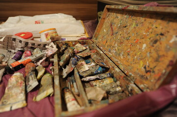 Brushes. brushes used in painting.