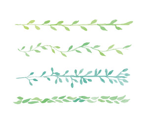 水彩タッチ手書きの草木ライン　Greenery elements,vintage nature botanical collection. Vector illustrations