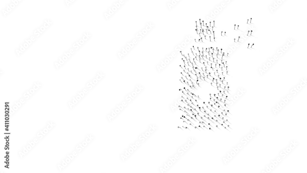 Poster 3d rendering of nails in shape of symbol of disinfection spray with shadows isolated on white backgr