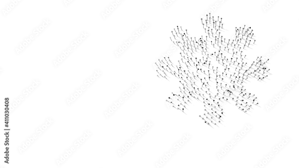 Poster 3d rendering of nails in shape of symbol of coronavirus with shadows isolated on white background