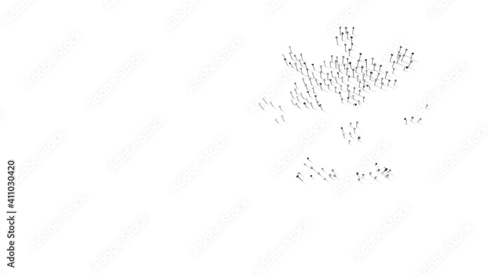 Poster 3d rendering of nails in shape of symbol of coronavirus with shadows isolated on white background