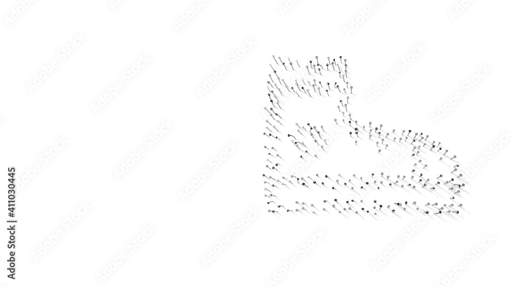 Poster 3d rendering of nails in shape of symbol of converse shoe with shadows isolated on white background