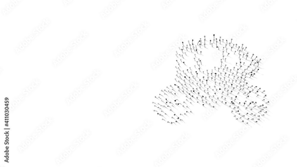 Aufkleber 3d rendering of nails in shape of symbol of coach with shadows isolated on white background