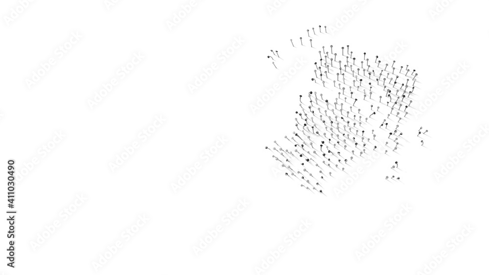 Poster 3d rendering of nails in shape of symbol of cleaning with shadows isolated on white background