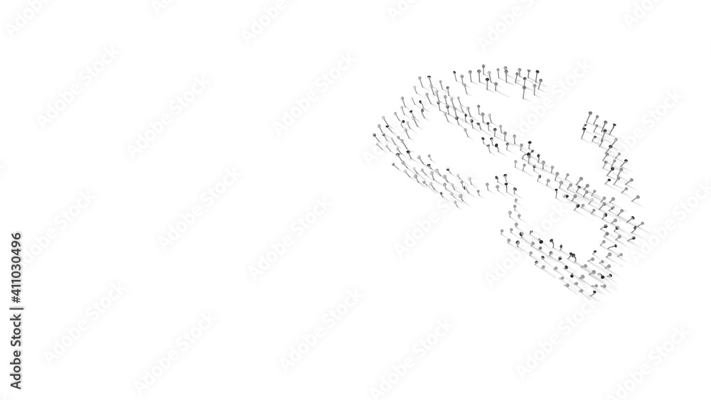 Poster 3d rendering of nails in shape of symbol of cinema 3d glasses with shadows isolated on white backgro