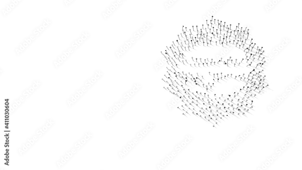 Aufkleber 3d rendering of nails in shape of symbol of burger with shadows isolated on white background
