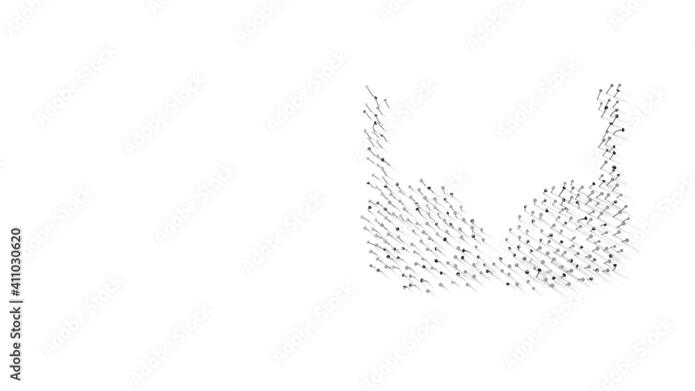 Aufkleber 3d rendering of nails in shape of symbol of bra with shadows isolated on white background