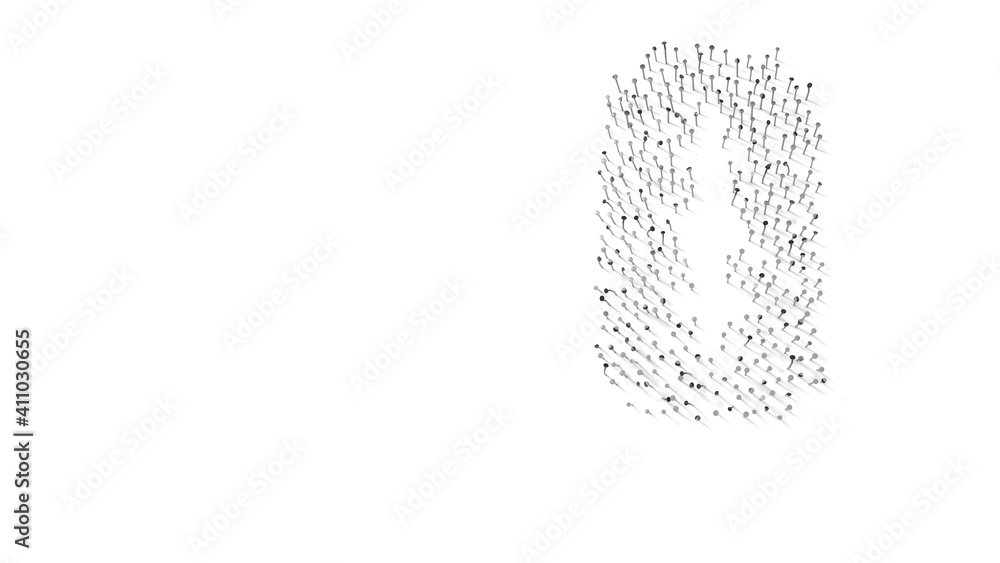 Poster 3d rendering of nails in shape of symbol of blade with shadows isolated on white background