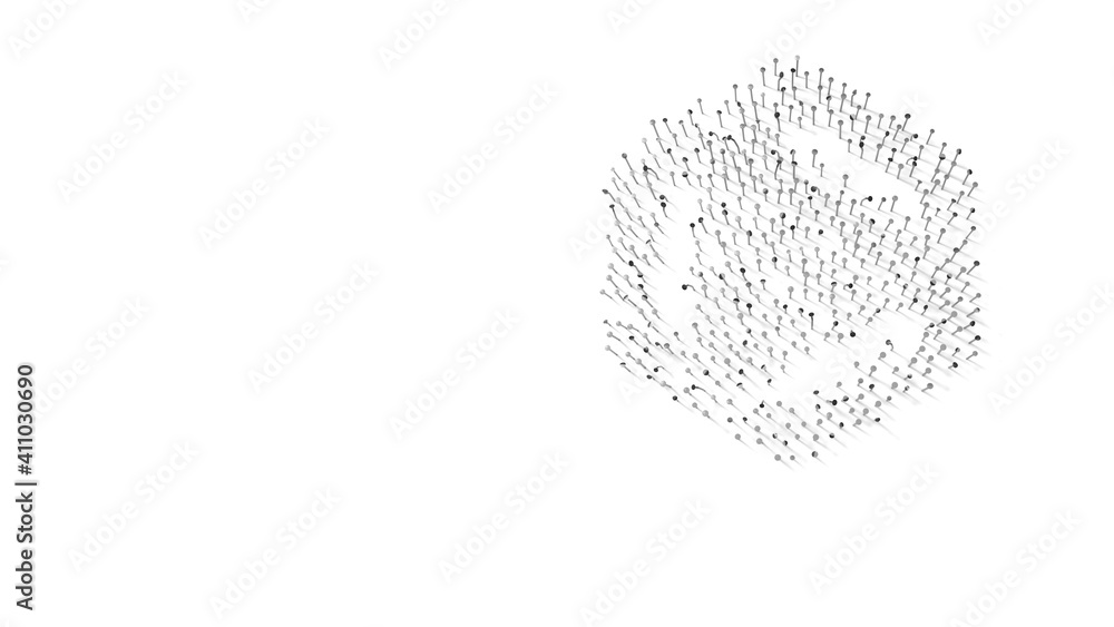Aufkleber 3d rendering of nails in shape of symbol of benzene with shadows isolated on white background