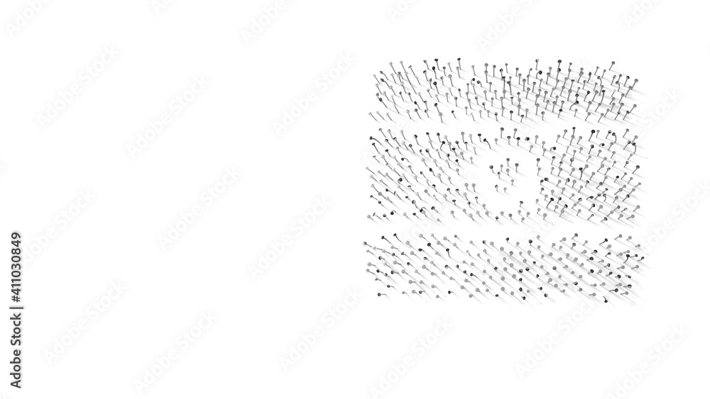 Poster 3d rendering of nails in shape of symbol of argentina with shadows isolated on white background