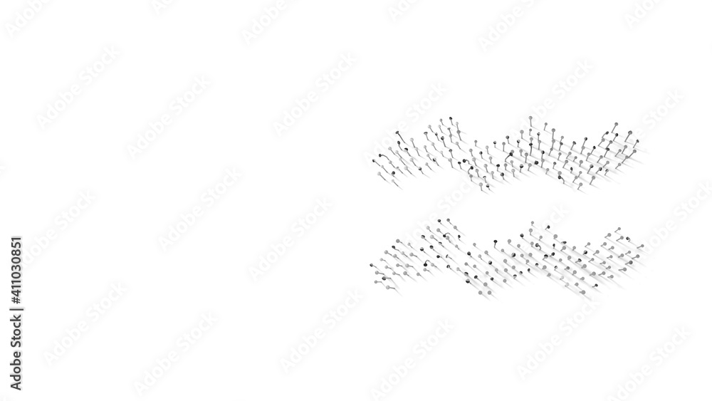 Poster 3d rendering of nails in shape of symbol of aquarius zodiac with shadows isolated on white backgroun