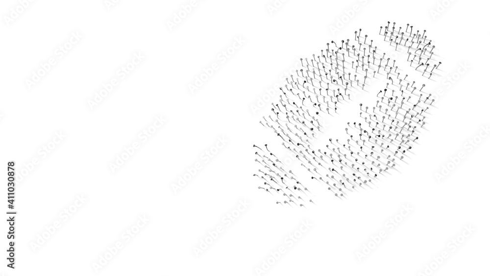 Poster 3d rendering of nails in shape of symbol of american football with shadows isolated on white backgro