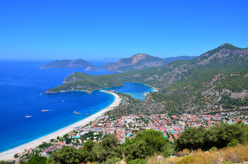 View of Oludeniz Beach And Blue Lagoon. Oludeniz beach is best beach in Turkey - Fethiye, Turkey