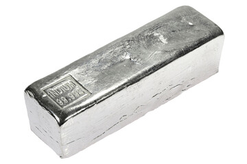 99.995% fine indium ingot isolated on white background