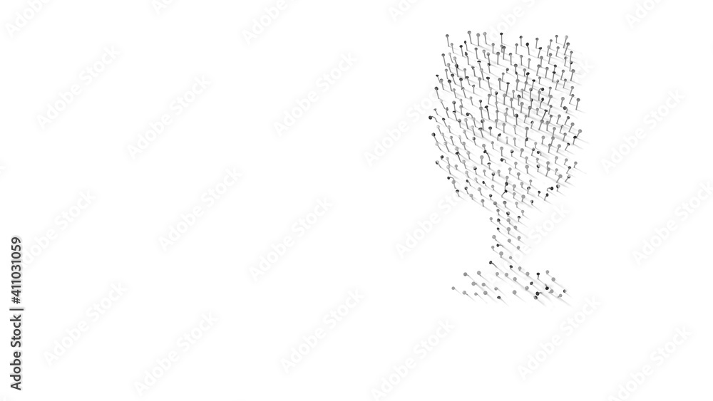 Poster 3d rendering of nails in shape of symbol of wine glass with shadows isolated on white background