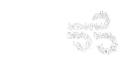 3d rendering of nails in shape of symbol of wind with shadows isolated on white background