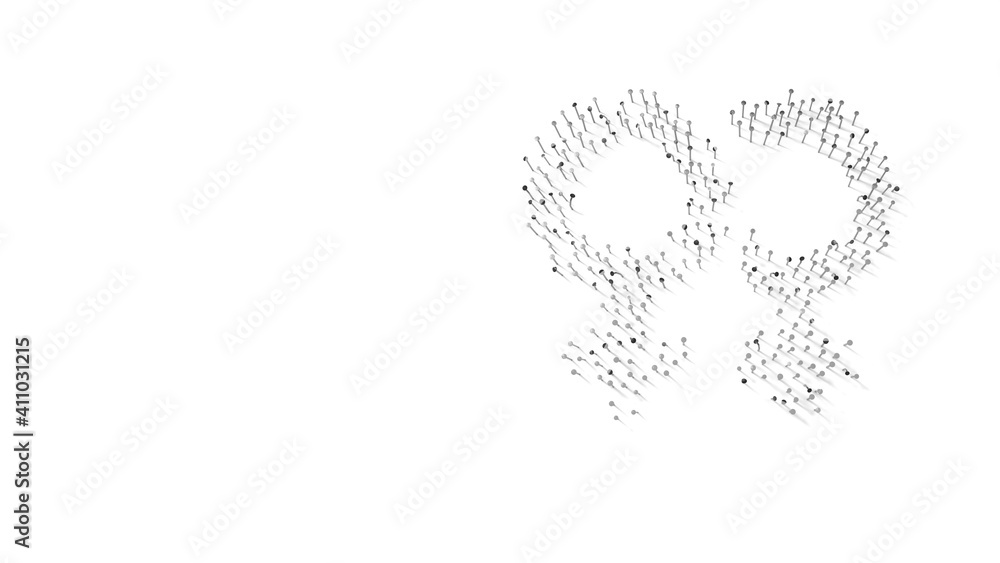 Poster 3d rendering of nails in shape of symbol of venus double with shadows isolated on white background