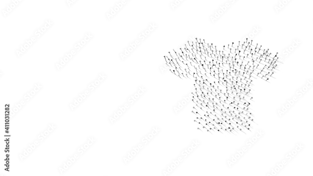 Aufkleber 3d rendering of nails in shape of symbol of t-shirt with shadows isolated on white background