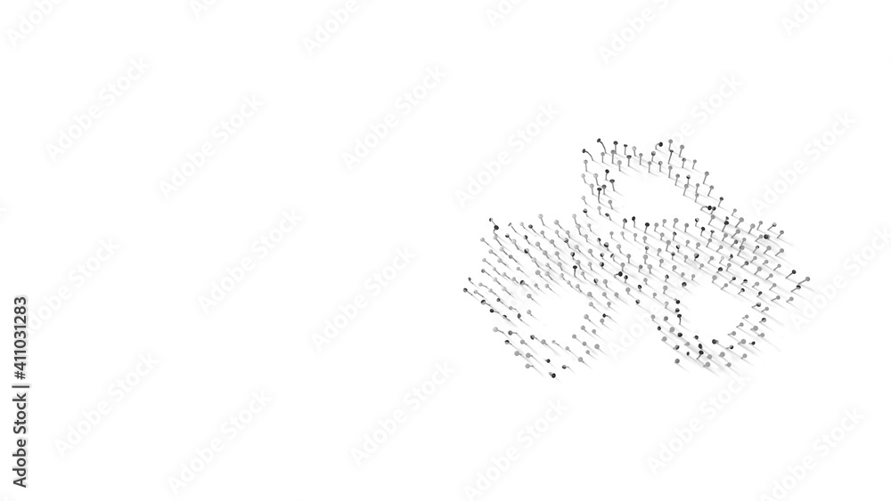 Poster 3d rendering of nails in shape of symbol of truck pickup with shadows isolated on white background