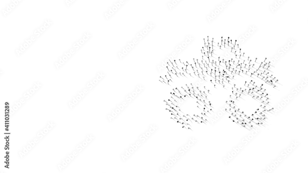 Poster 3d rendering of nails in shape of symbol of truck monster with shadows isolated on white background