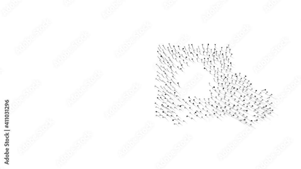 Poster 3d rendering of nails in shape of symbol of truck with shadows isolated on white background