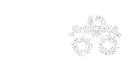 3d rendering of nails in shape of symbol of truck monster with shadows isolated on white background