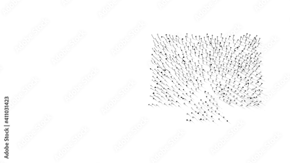 Aufkleber 3d rendering of nails in shape of symbol of television09 with shadows isolated on white background
