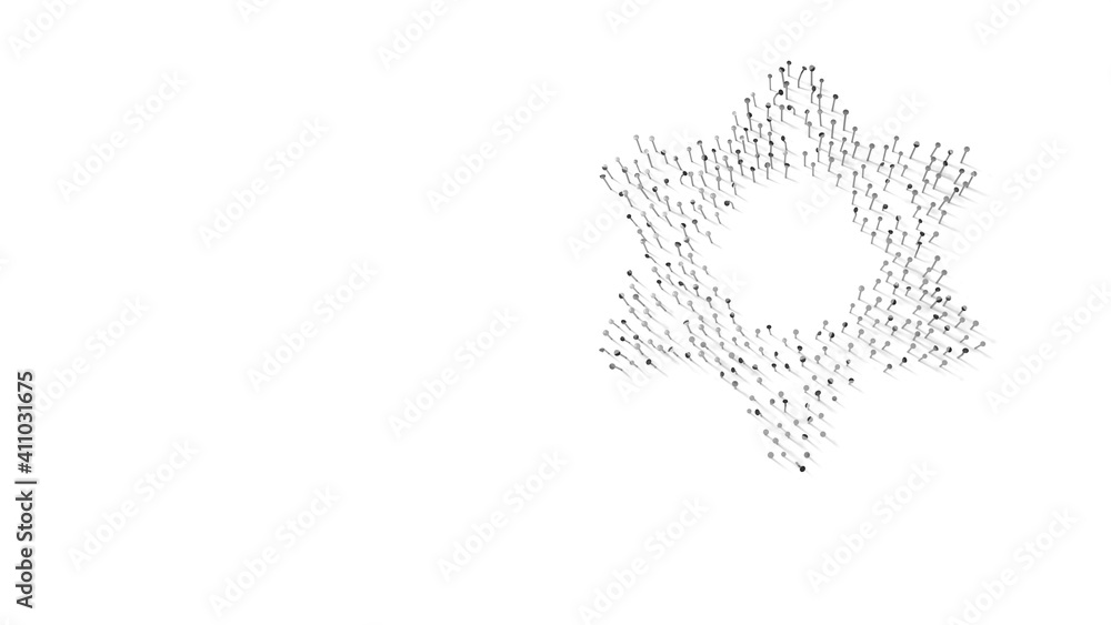 Aufkleber 3d rendering of nails in shape of symbol of star of david with shadows isolated on white background