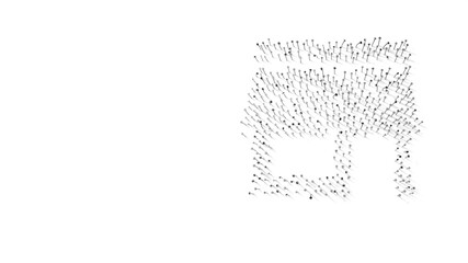 3d rendering of nails in shape of symbol of store with shadows isolated on white background