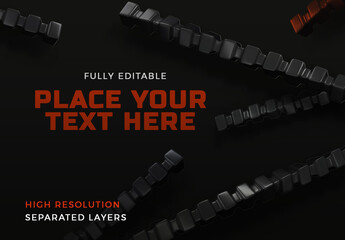 3D Rendering of Matte Black and Copper Chains Mockup