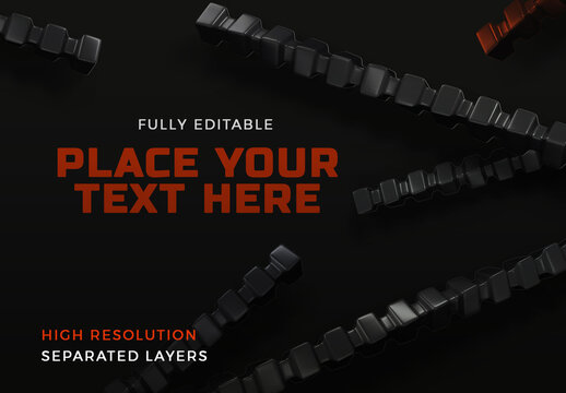 3D Rendering of Matte Black and Copper Chains Mockup
