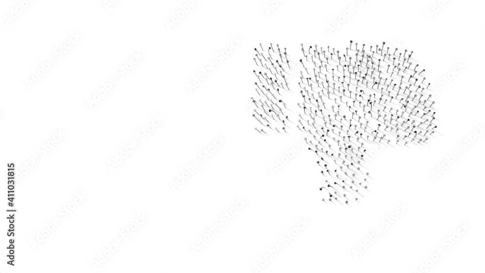 Poster 3d rendering of nails in shape of symbol of social dislike with shadows isolated on white background