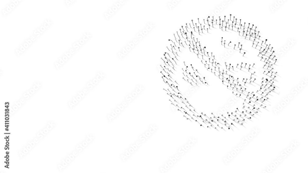 Aufkleber 3d rendering of nails in shape of symbol of smoking ban with shadows isolated on white background
