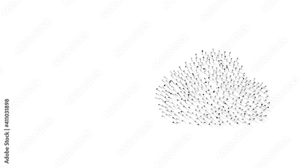 Aufkleber 3d rendering of nails in shape of symbol of sky with shadows isolated on white background