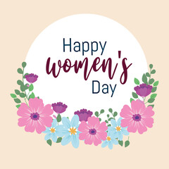 Womens Day lettering greeting card flowers decoration