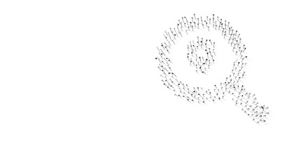 3d rendering of nails in shape of symbol of search location with shadows isolated on white background