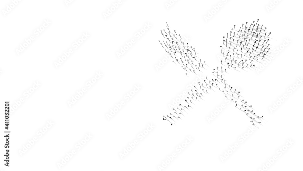 Aufkleber 3d rendering of nails in shape of symbol of restaurant with shadows isolated on white background