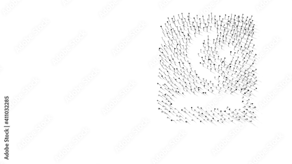 Poster 3d rendering of nails in shape of symbol of quran with shadows isolated on white background